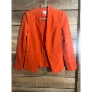 Target Collection Orange Blazer Jacket Women Size 8 Collarless Open Front